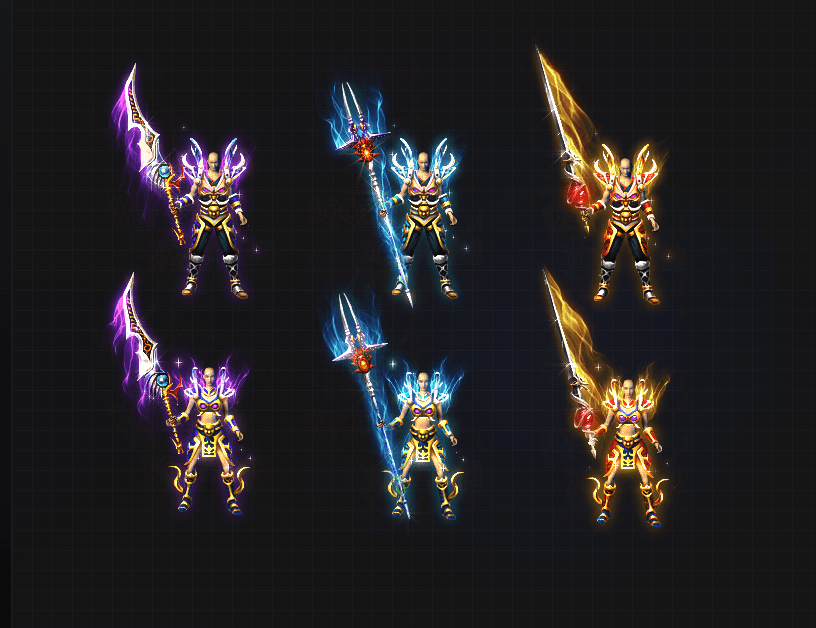 TZ2603005-高清复古三职业青龙雷龙炎龙男女传奇剑甲套装素材-1