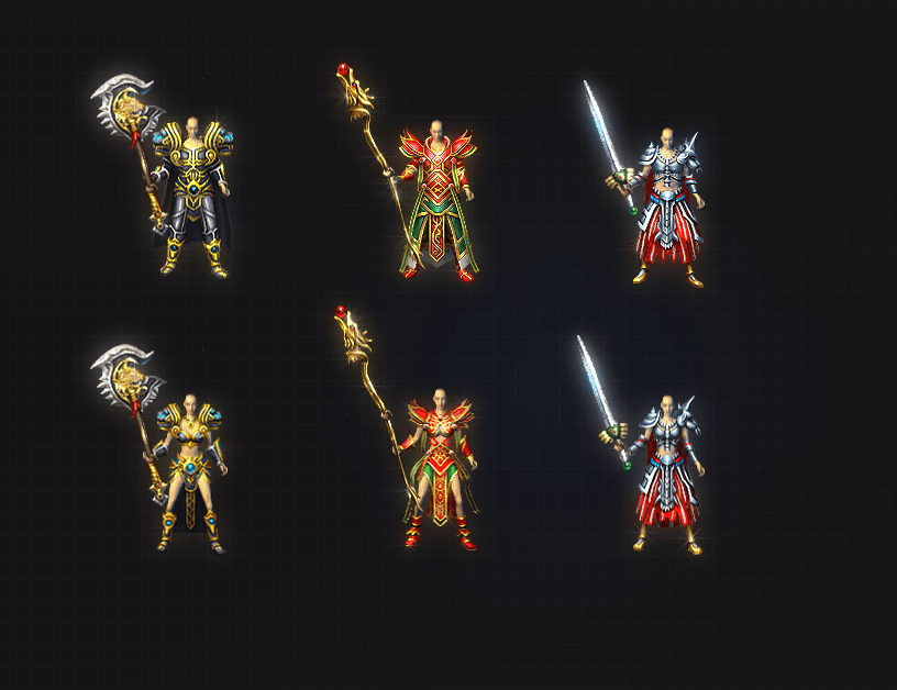 TZ2603004-高清复古三职业金牛传奇剑甲套装素材-1