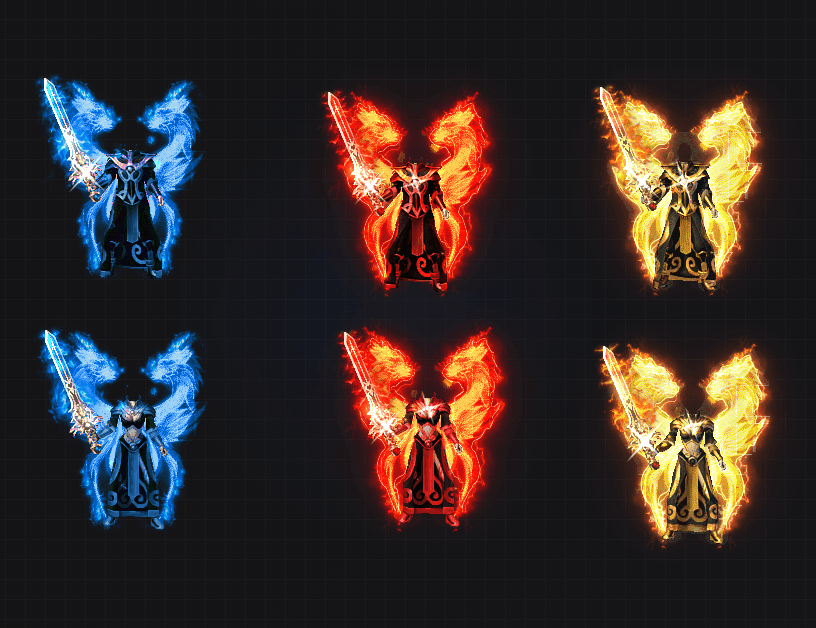 TZ2603003-高清复古三职业男女三色雷光火龙传奇剑甲套装素材-1