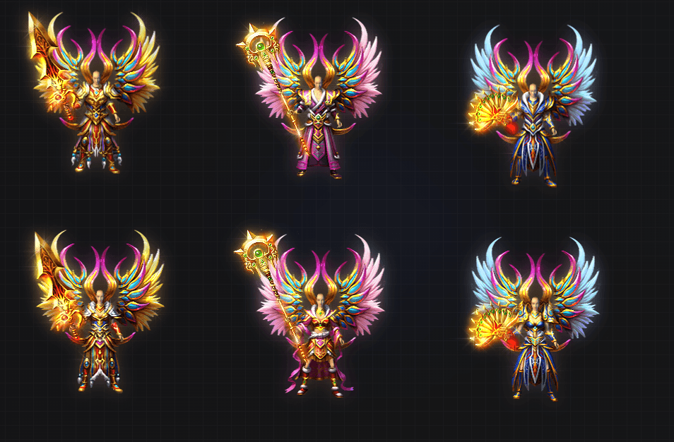 TZ2603001-高清复古三职业男女热血刺影衣服武器传奇剑甲套装素材-1